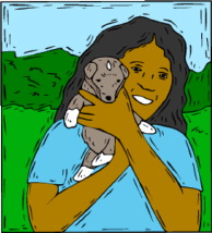 girl with dog
